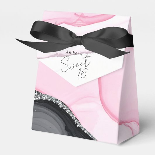 Chic Pink & Black Marble Gevor Box Geschenkschachtel (Vorderseite)