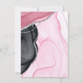 Chic Pink & Black Marble Sweet 16 Einladung (Rückseite)