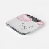 Chic Pink & Black Marble Sweet 16 Paper Teller (Gewinkelt)