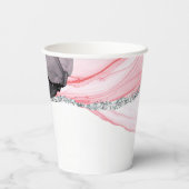 Chic Pink & Black Marbour Paper Cups Pappbecher (Rückseite)