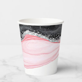 Chic Pink & Black Marbour Paper Cups Pappbecher