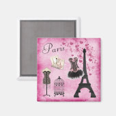 Chic Pink Black Paris Fashion Eiffel Tower Magnet (Vorderseite/Rückseite)