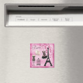 Chic Pink Black Paris Fashion Eiffel Tower Magnet (In Situ (Geschirrspüler))