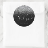 Chic Pink Black Silver Glitzer Vielen Dank Runder Aufkleber (Tasche)