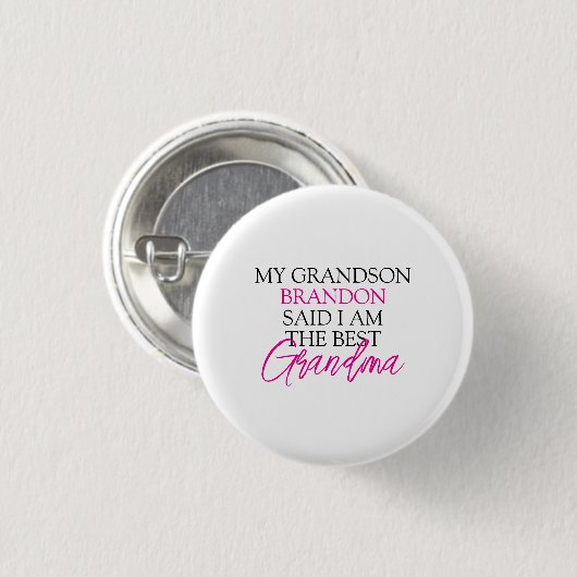 Chic Pink & Black Text Großkinder Funny Oma Button (Vorne & Hinten)