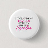 Chic Pink & Black Text Großkinder Funny Oma Button (Vorderseite)