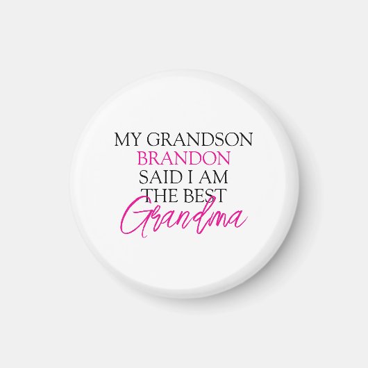 Chic Pink & Black Text Großkinder Funny Oma Magnet (Vorne)