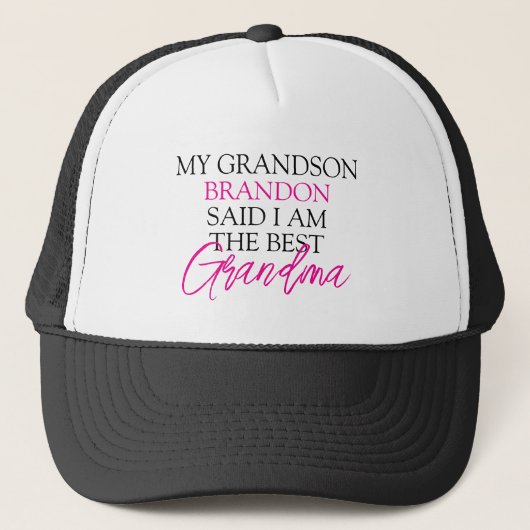 Chic Pink & Black Text Großkinder Funny Oma Truckerkappe (Vorderseite)