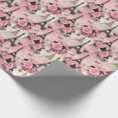 Chic Pink Black & White Eiffel Tower Paris Französ Geschenkpapier (Ecke)