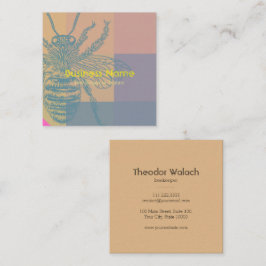 Chic Pink Blue Bee Beruflich Quadratische Visitenkarte