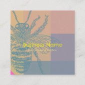 Chic Pink Blue Bee Beruflich Quadratische Visitenkarte (Vorderseite)