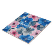 Chic Pink Blue Floral Fliese (Seite)