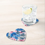 Chic Pink Blue Floral Geburtstag Untersetzer (Vor Ort)