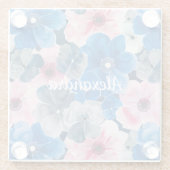 Chic Pink Blue Floral Glasuntersetzer (Rückseite)