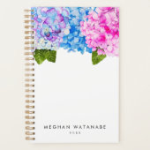 Chic Pink Blue Floral Hydrangea Garden Planer (Vorderseite)