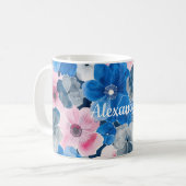 Chic Pink Blue Floral Kaffeetasse (Vorderseite Links)