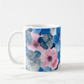 Chic Pink Blue Floral Kaffeetasse (Links)