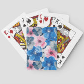 Chic Pink Blue Floral Spielkarten (Rückseite)