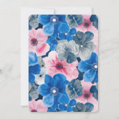 Chic Pink Blue Floral Wedding Einladung (Rückseite)