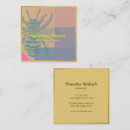 Chic Pink Blue Gold Bee Beruflich Quadratische Visitenkarte