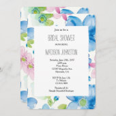 Chic Pink Blue Green Floral Brautparty Einladung (Vorne/Hinten)