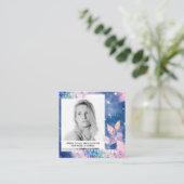 *~* Chic Pink Blue Hair Model Schauspielerin FOTO  Quadratische Visitenkarte (Stehend Vorderseite)