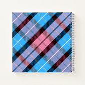 Chic Pink Blue Kariert Tartan Leder Monogramm Name Notizblock (Rückseite)