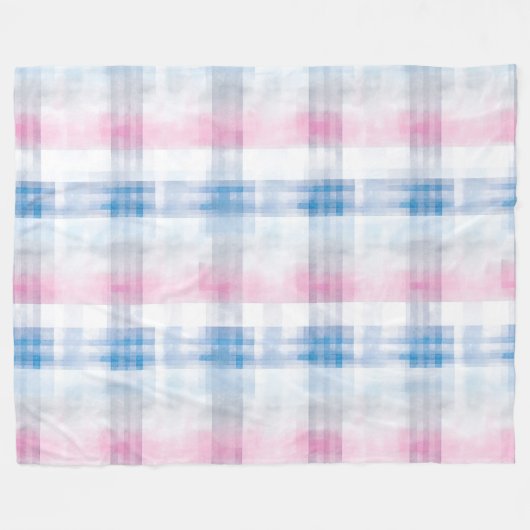 Chic Pink Blue Stripes Fleecedecke (Vorderseite (Horizontal))