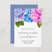 Chic Pink Blue Watercolor Hydrangea Wedding Save The Date (Vorne/Hinten)