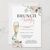 Chic Pink Blues Brunch und Bubbly Brautparty Einladung (Vorderseite)