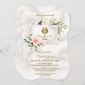 Chic Pink Blume Bilderrahmen Girl-Marmor Heilige K Einladung (Vorne/Hinten)