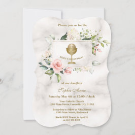 Chic Pink Blume Bilderrahmen Girl-Marmor Heilige K Einladung