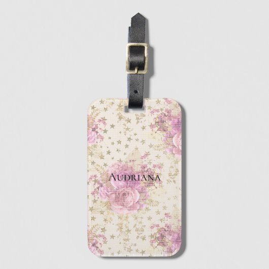 Chic Pink Blume Gepäckanhänger (Vorderseite Vertikal)