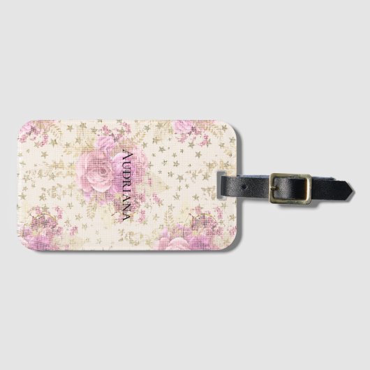 Chic Pink Blume Gepäckanhänger (Vorderseite (Horizontal))
