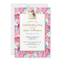 Chic Pink Blume jedes Alters Fotos hinzufügen Gebu