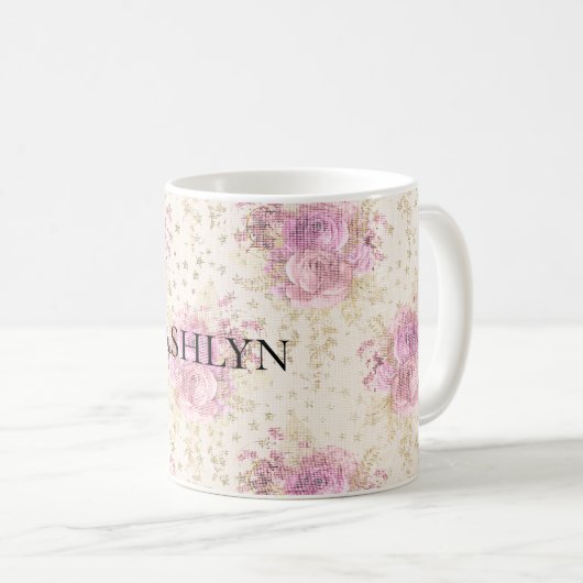 Chic Pink Blume Kaffeetasse (VorderseiteRechts)