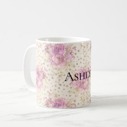 Chic Pink Blume Kaffeetasse (Vorderseite Links)