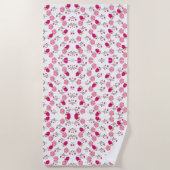 Chic Pink Blume Muster Strandtuch (Vorderseite)