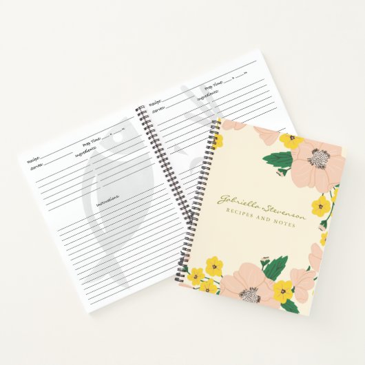 Chic Pink Blume Wreath Personalisierte Rezept Notizblock (Innenseite)