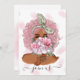 Chic Pink Blumen Junggeselinnen-Abschied Einladung