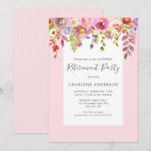 Chic pink Blumen Pensionierung Party Einladung (Vorne/Hinten)