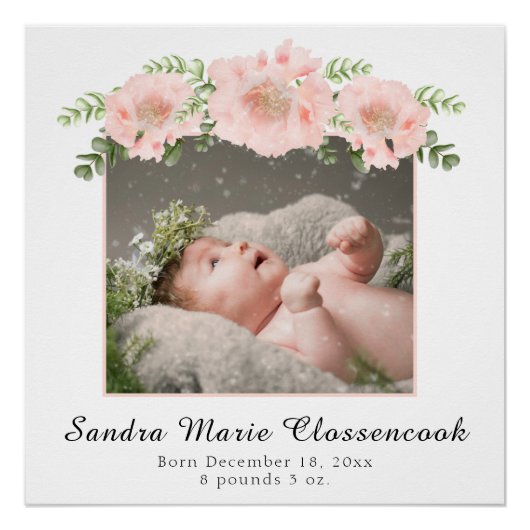 Chic Pink Blumenstrauß Neue Baby Girl Dusche oder  Poster (Vorderseite)