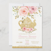 Chic Pink Blush Blues Hoch Tea Graduierungsparty Einladung (Vorderseite)