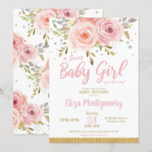 Chic Pink Blush Blues Sweet Baby Shower Girl