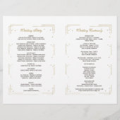 Chic Pink Blush Blume Gold Frame Hochzeitsprogramm (Rückseite)