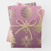 Chic Pink Blush Marmor Harlequin Weihnachtssymbole Geschenkpapier Set (Beispiel)
