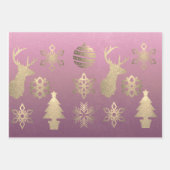 Chic Pink Blush Marmor Harlequin Weihnachtssymbole Geschenkpapier Set (Vorderseite)
