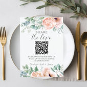 Chic Pink Blush Rose Floral Wedding QR Share Foto Dankeskarte