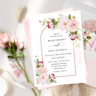 Chic Pink Blush und Rose Gold in einer Hochzeit Einladung