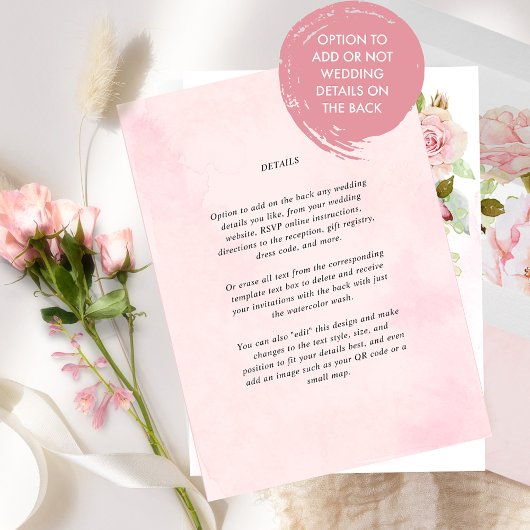 Chic Pink Blush und Rose Gold in einer Hochzeit Einladung